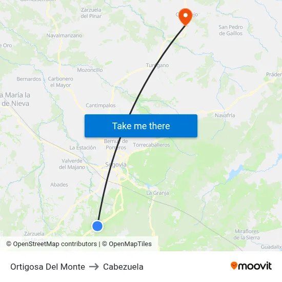 Ortigosa Del Monte to Cabezuela map