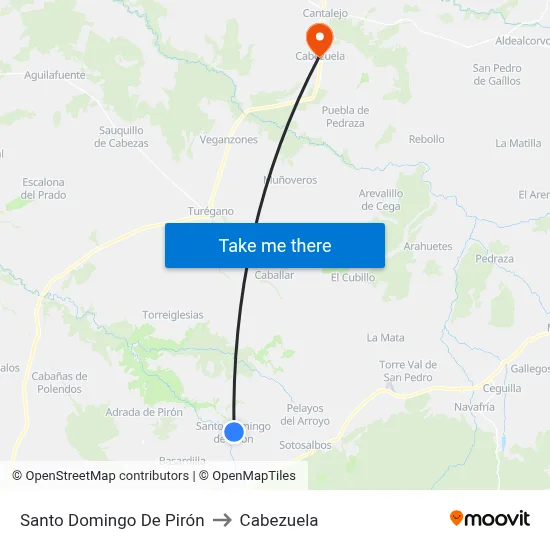 Santo Domingo De Pirón to Cabezuela map
