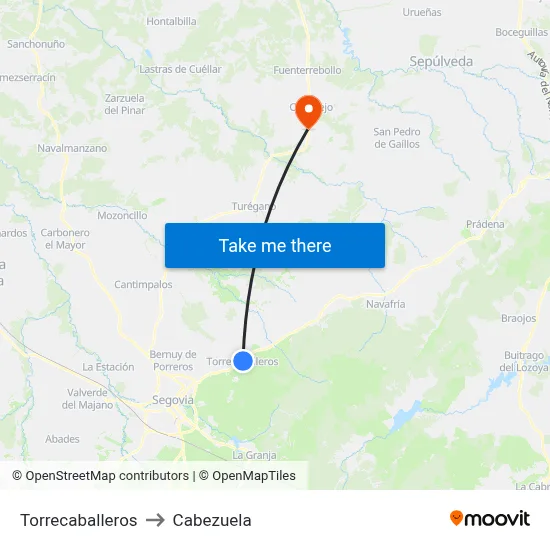 Torrecaballeros to Cabezuela map