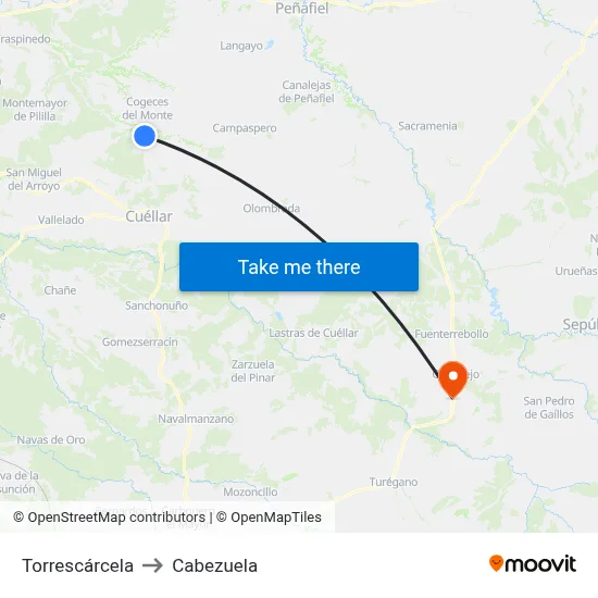 Torrescárcela to Cabezuela map