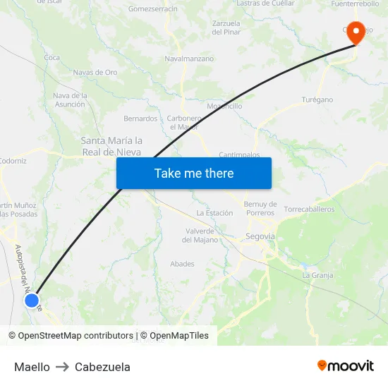 Maello to Cabezuela map