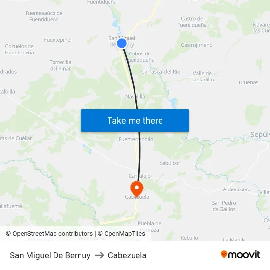 San Miguel De Bernuy to Cabezuela map