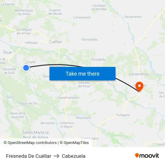 Fresneda De Cuéllar to Cabezuela map