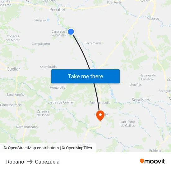 Rábano to Cabezuela map