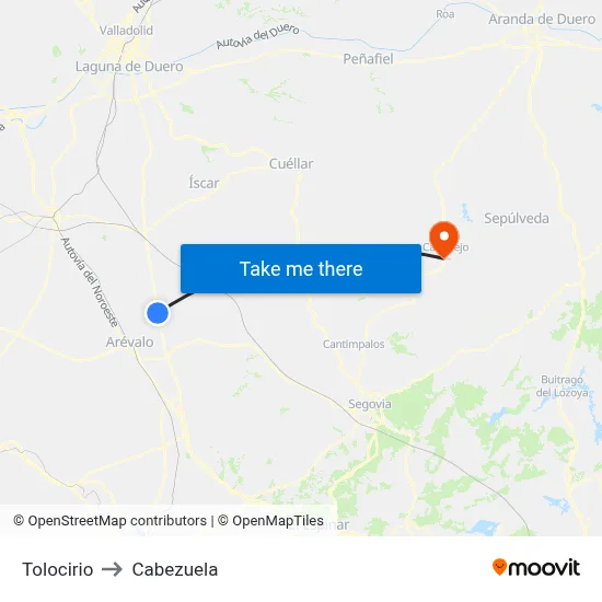 Tolocirio to Cabezuela map