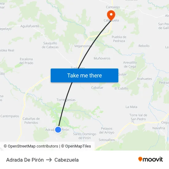 Adrada De Pirón to Cabezuela map