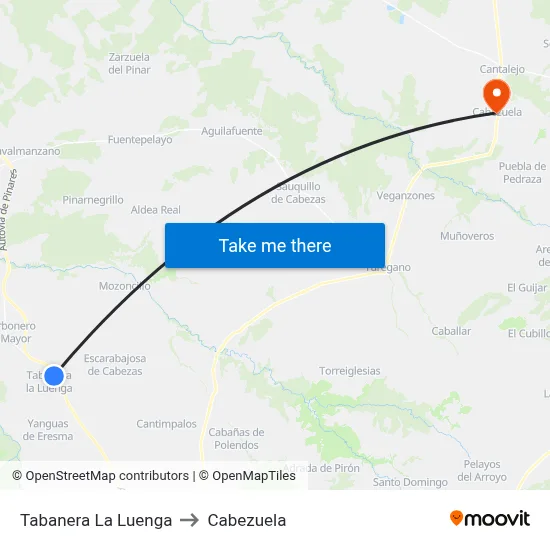 Tabanera La Luenga to Cabezuela map