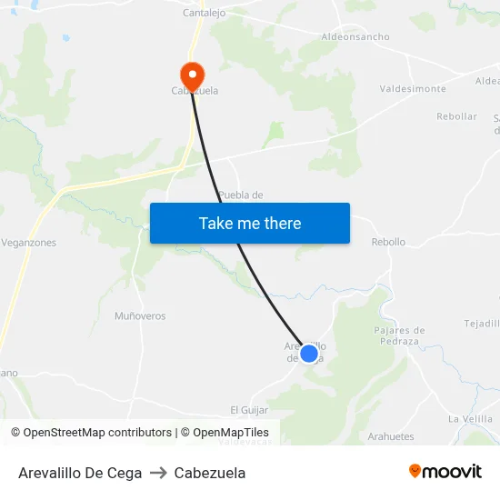 Arevalillo De Cega to Cabezuela map
