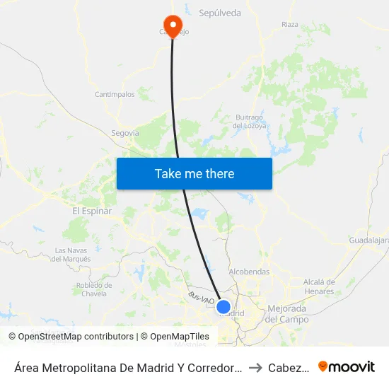 Área Metropolitana De Madrid Y Corredor Del Henares to Cabezuela map