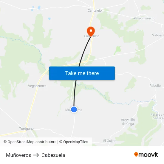 Muñoveros to Cabezuela map
