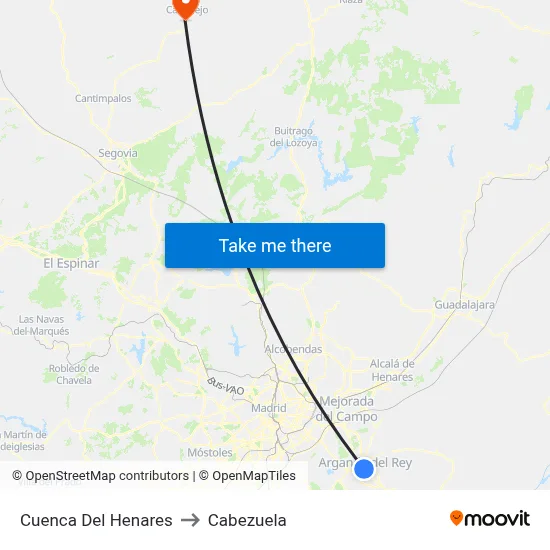 Cuenca Del Henares to Cabezuela map