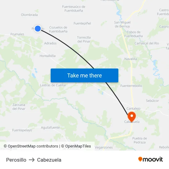 Perosillo to Cabezuela map