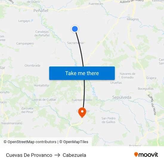 Cuevas De Provanco to Cabezuela map