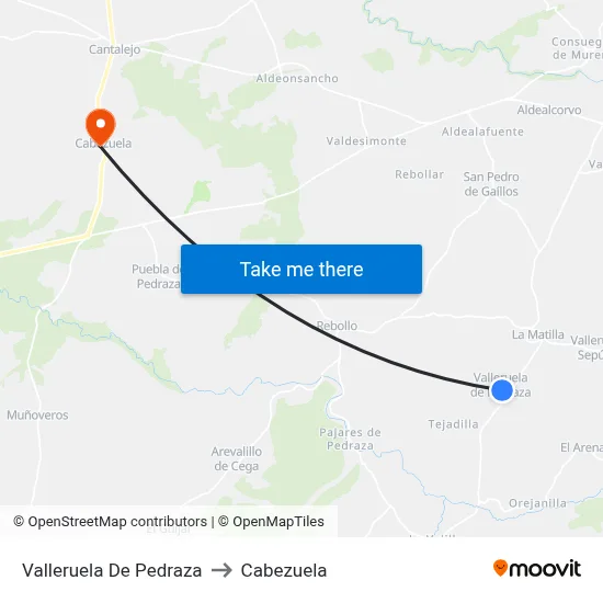 Valleruela De Pedraza to Cabezuela map