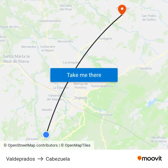 Valdeprados to Cabezuela map
