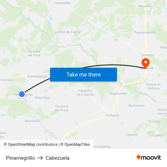 Pinarnegrillo to Cabezuela map