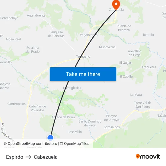 Espirdo to Cabezuela map