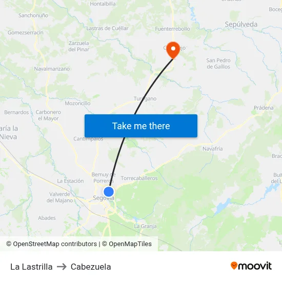 La Lastrilla to Cabezuela map