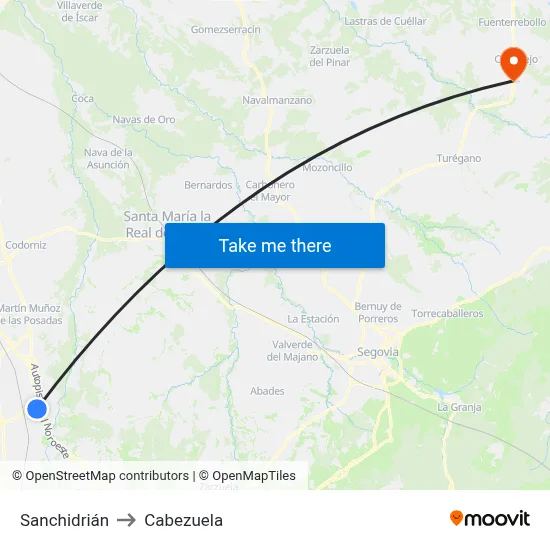 Sanchidrián to Cabezuela map