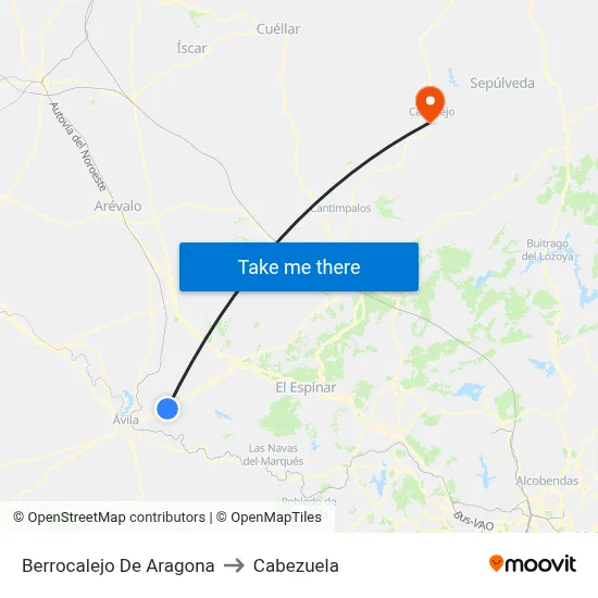 Berrocalejo De Aragona to Cabezuela map