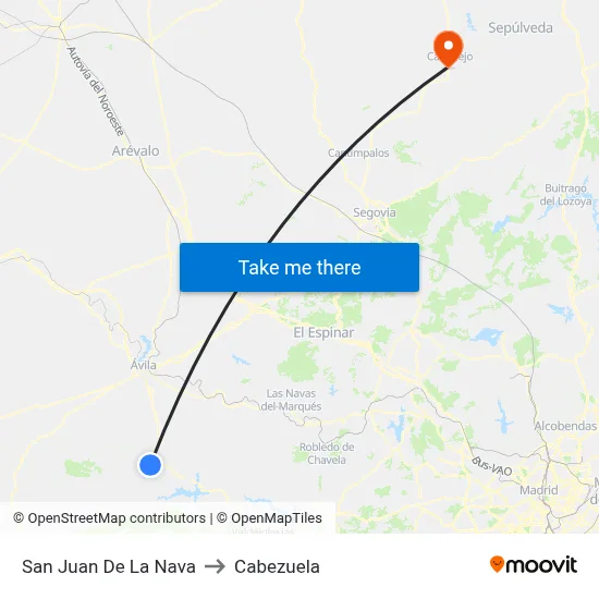 San Juan De La Nava to Cabezuela map