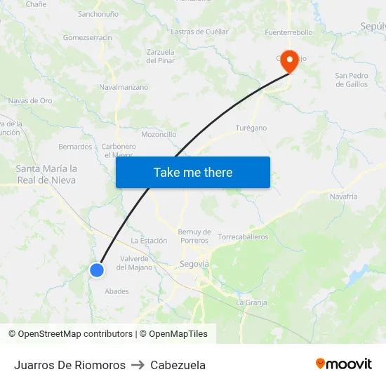 Juarros De Riomoros to Cabezuela map