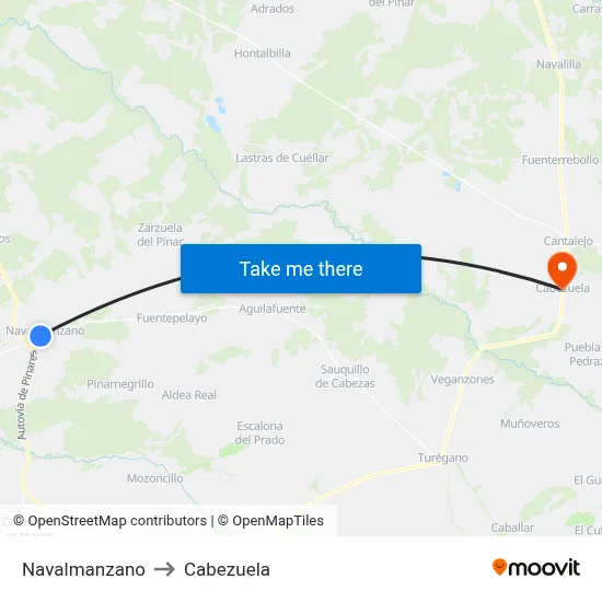 Navalmanzano to Cabezuela map