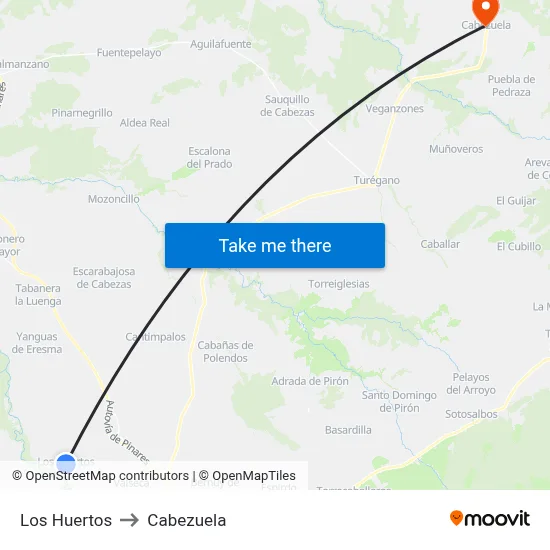 Los Huertos to Cabezuela map