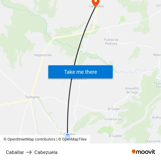 Caballar to Cabezuela map