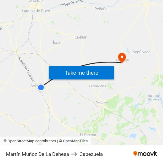 Martín Muñoz De La Dehesa to Cabezuela map