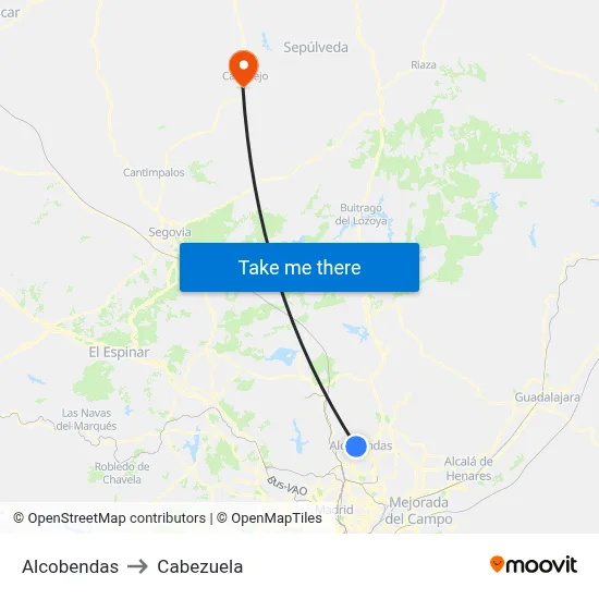Alcobendas to Cabezuela map