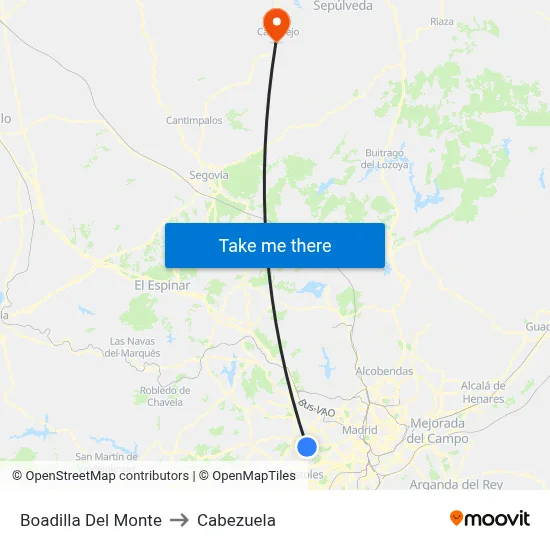 Boadilla Del Monte to Cabezuela map