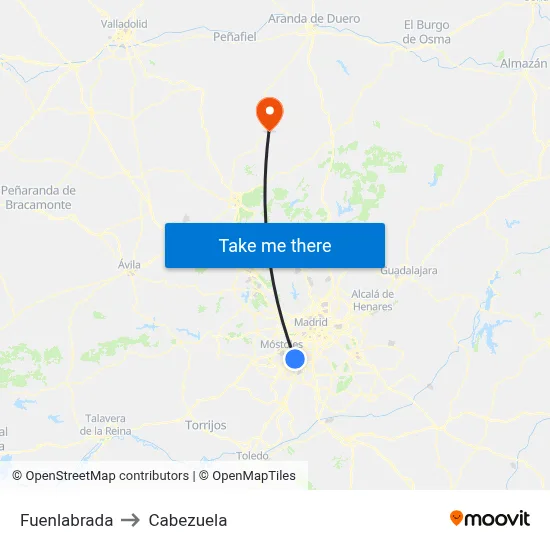 Fuenlabrada to Cabezuela map