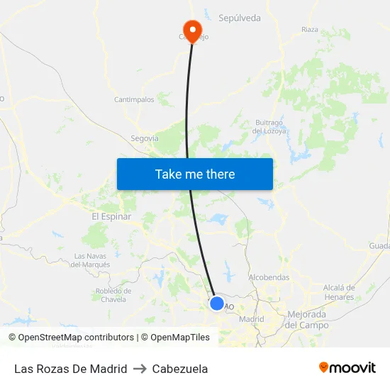 Las Rozas De Madrid to Cabezuela map