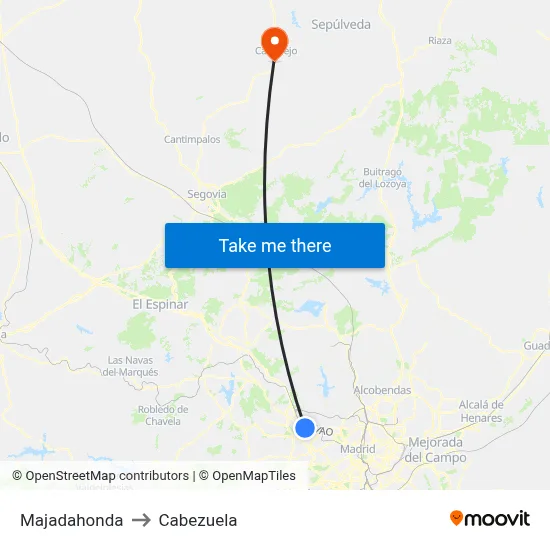 Majadahonda to Cabezuela map