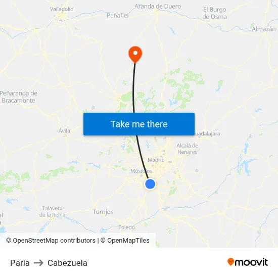 Parla to Cabezuela map