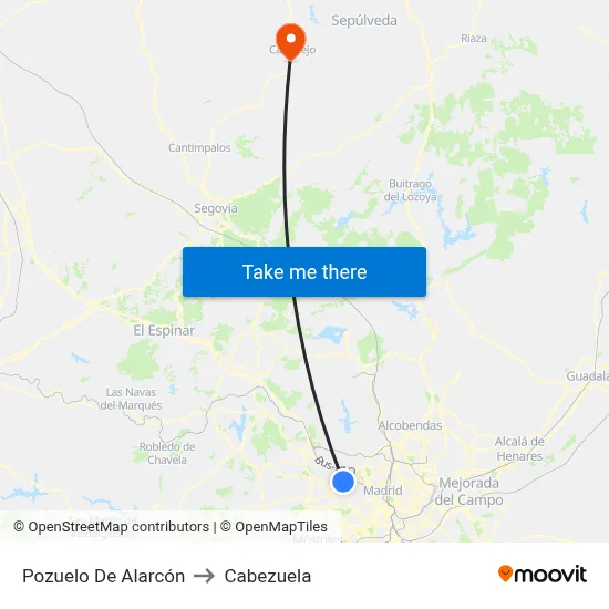 Pozuelo De Alarcón to Cabezuela map