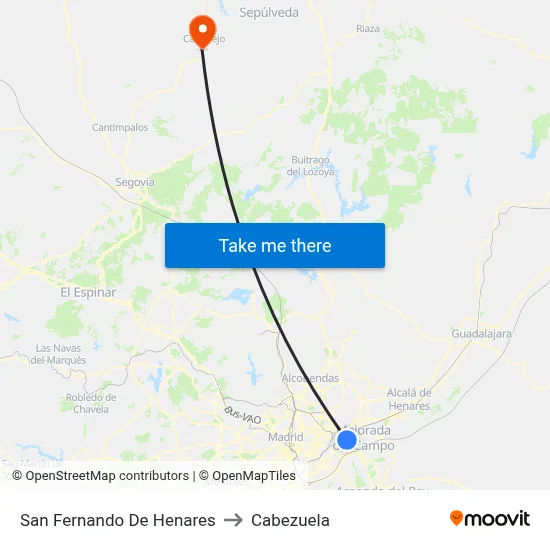 San Fernando De Henares to Cabezuela map