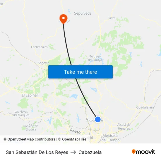 San Sebastián De Los Reyes to Cabezuela map