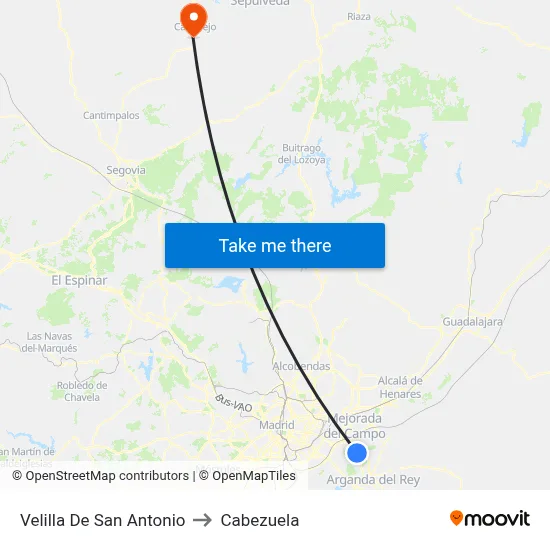 Velilla De San Antonio to Cabezuela map
