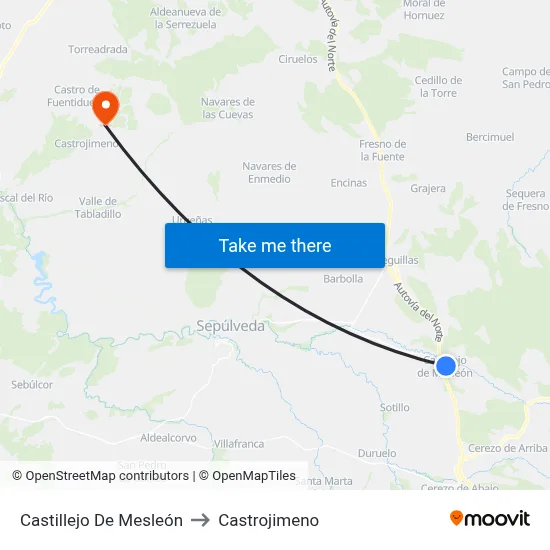 Castillejo De Mesleón to Castrojimeno map
