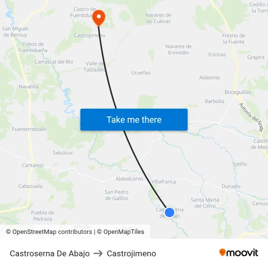 Castroserna De Abajo to Castrojimeno map