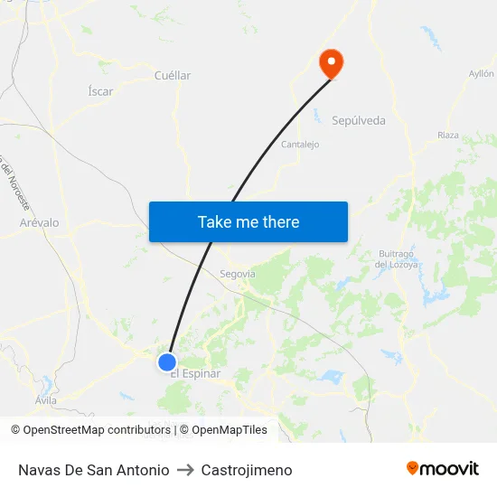 Navas De San Antonio to Castrojimeno map