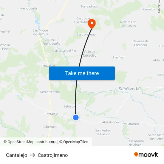 Cantalejo to Castrojimeno map