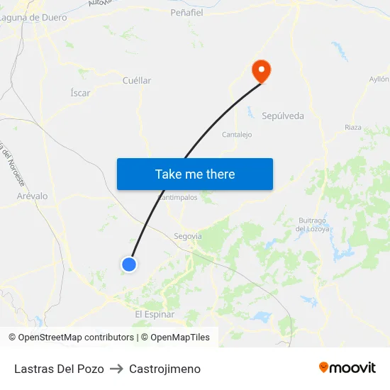 Lastras Del Pozo to Castrojimeno map