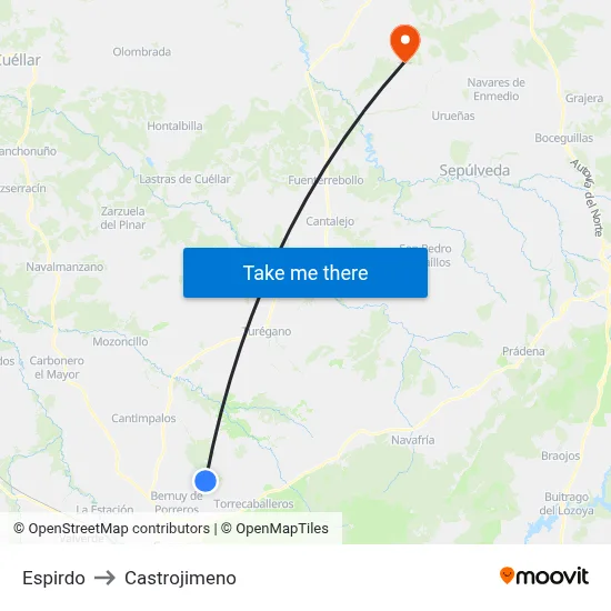 Espirdo to Castrojimeno map