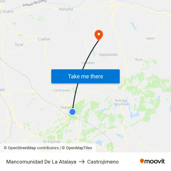 Mancomunidad De La Atalaya to Castrojimeno map