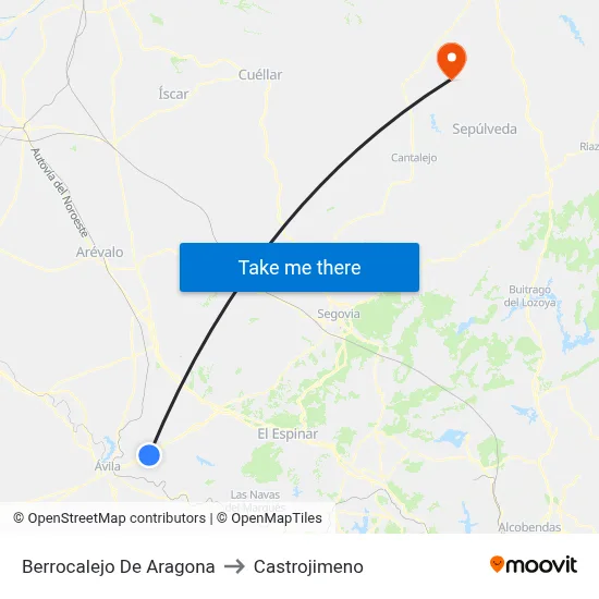 Berrocalejo De Aragona to Castrojimeno map