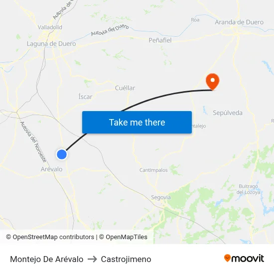 Montejo De Arévalo to Castrojimeno map