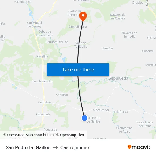 San Pedro De Gaíllos to Castrojimeno map